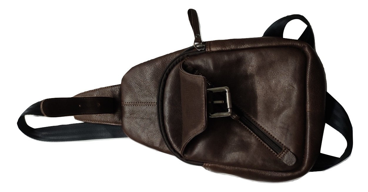 Dark Brown Genuine Leather Cross Body Bag