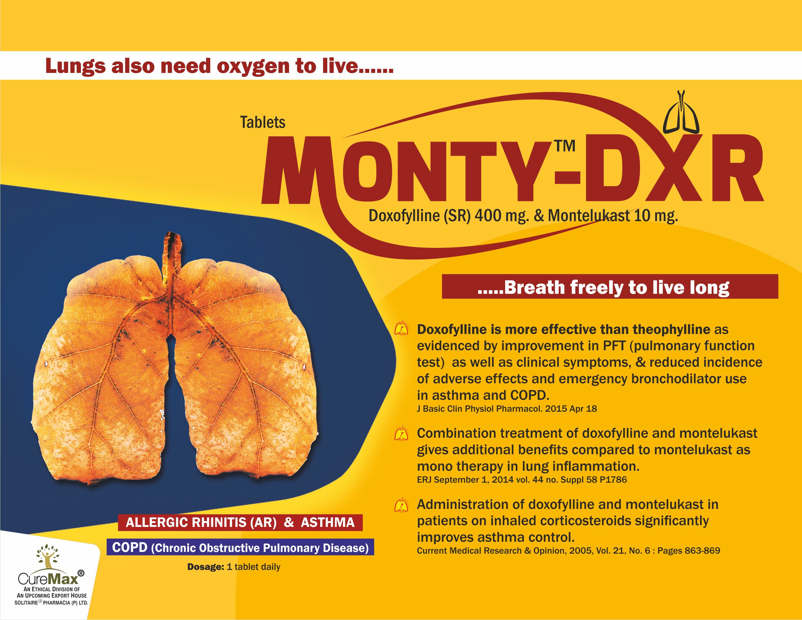 Montelukast & Doxophylline - 10 Mg & 400 Mg Sustained Release Tablets | Relief From Cold, Cough, Hay Fever, Seasonal Allergies For Adults