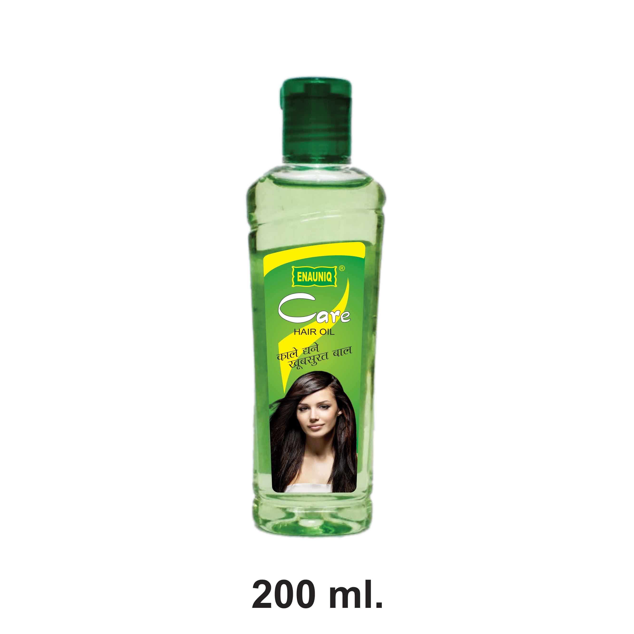 Enauniq Care Hair Oil - Coconut & Olive Extracts Green Color | Non-sticky Formula Reduces Hair Fall Rejuvenates Shine Smoothens And Strengthens Hair