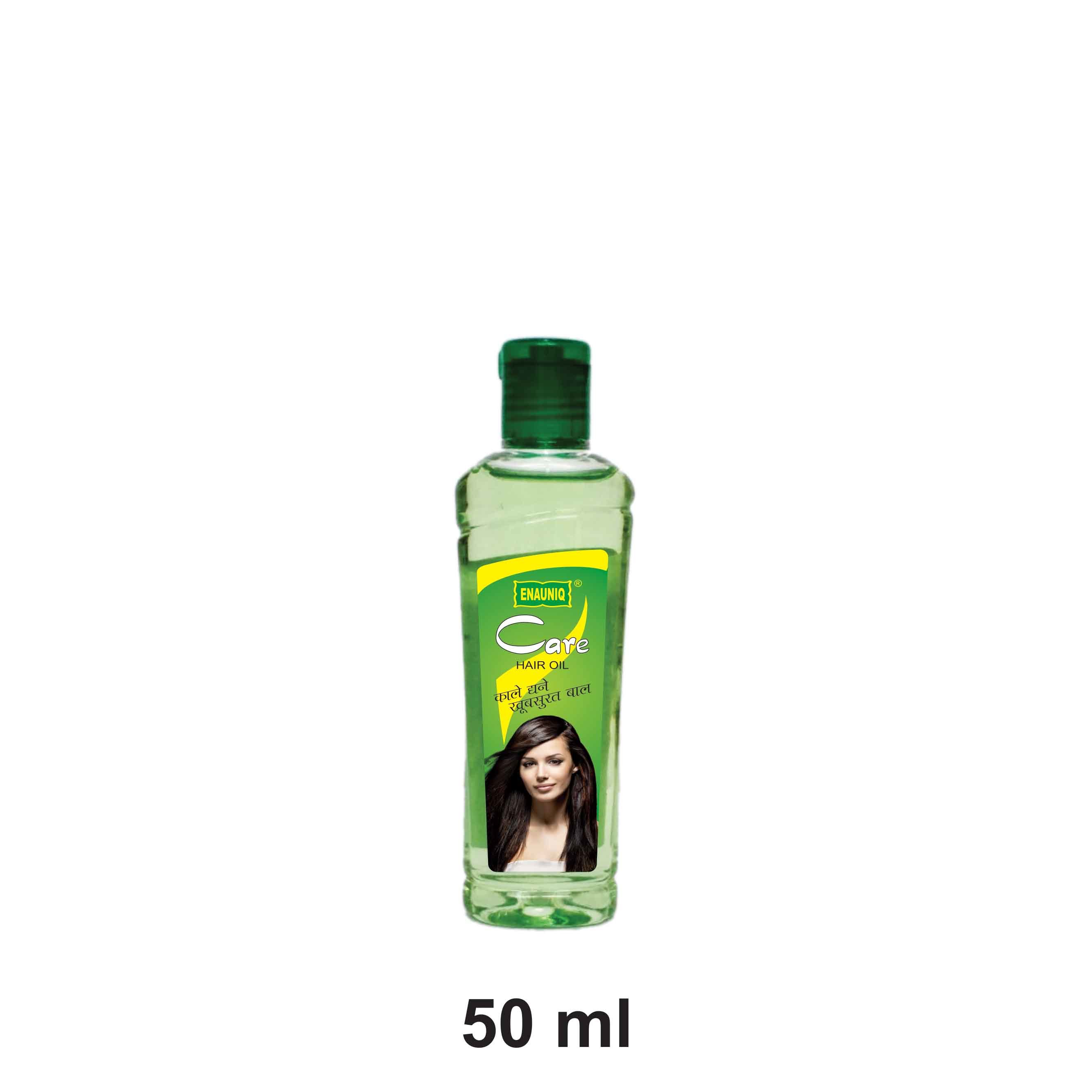 Enauniq Care Hair Oil - Coconut & Olive Extracts Green Color | Non-sticky Formula Reduces Hair Fall Rejuvenates Shine Smoothens And Strengthens Hair
