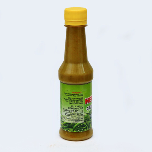 Green Chilli Sauce - Food Grade, Hot And Spicy Flavor | Glass & Plastic Bottles, Made With Fresh Green Chillies, Ideal For Indian Cuisine And Snacks