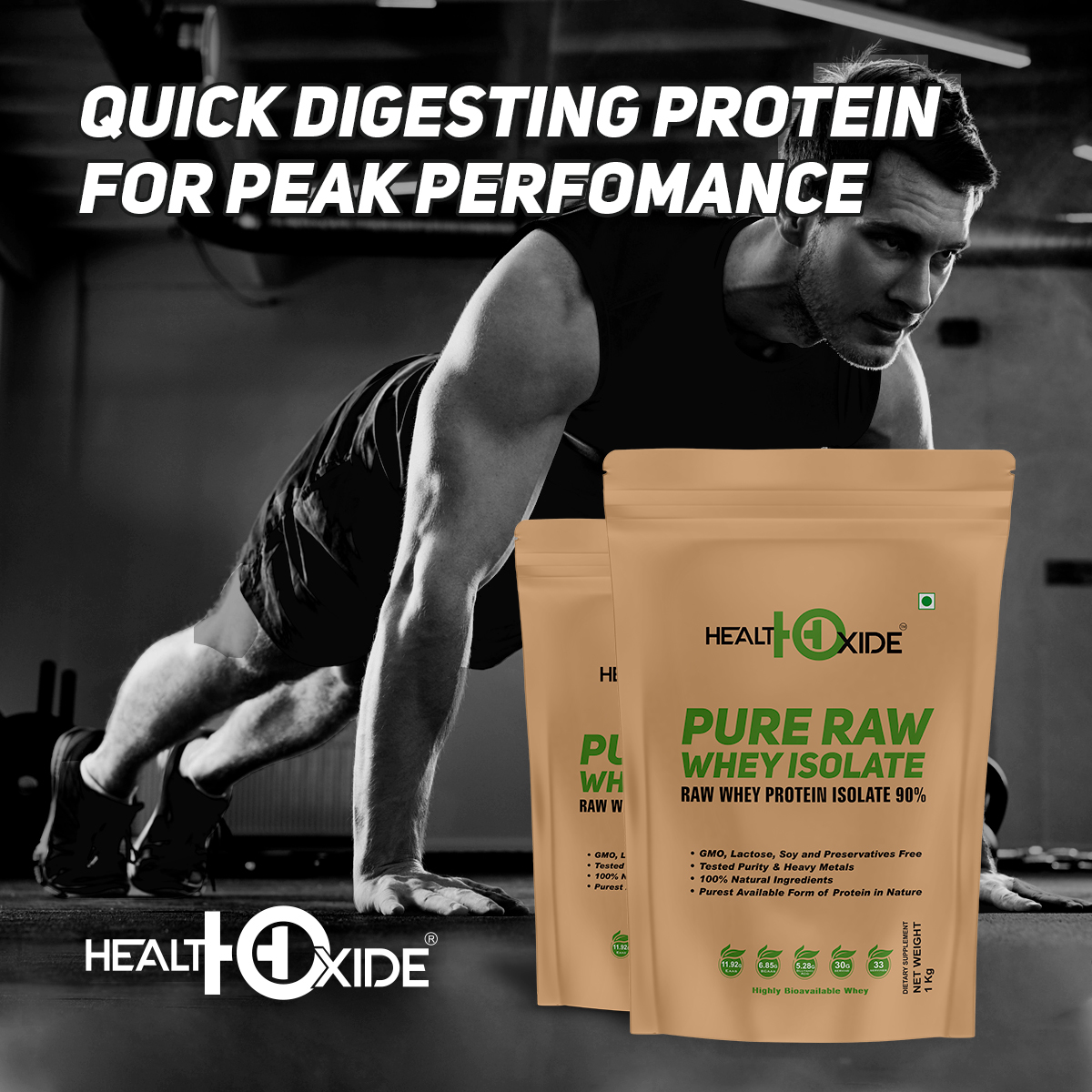 Heathoxide Pure Raw Whey Isolate - Powder, Highly Bioavailable Undenatured Protein With Naturally Occurring Bcaa And Glutamine, Ideal For Lactose Intolerant And Low Carb/keto Diets