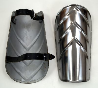 Hand Guard Armor Set - Steel Design, Silver Color | Classical And Modern Style, Adjustable Leather Straps, Custom Fit Greaves