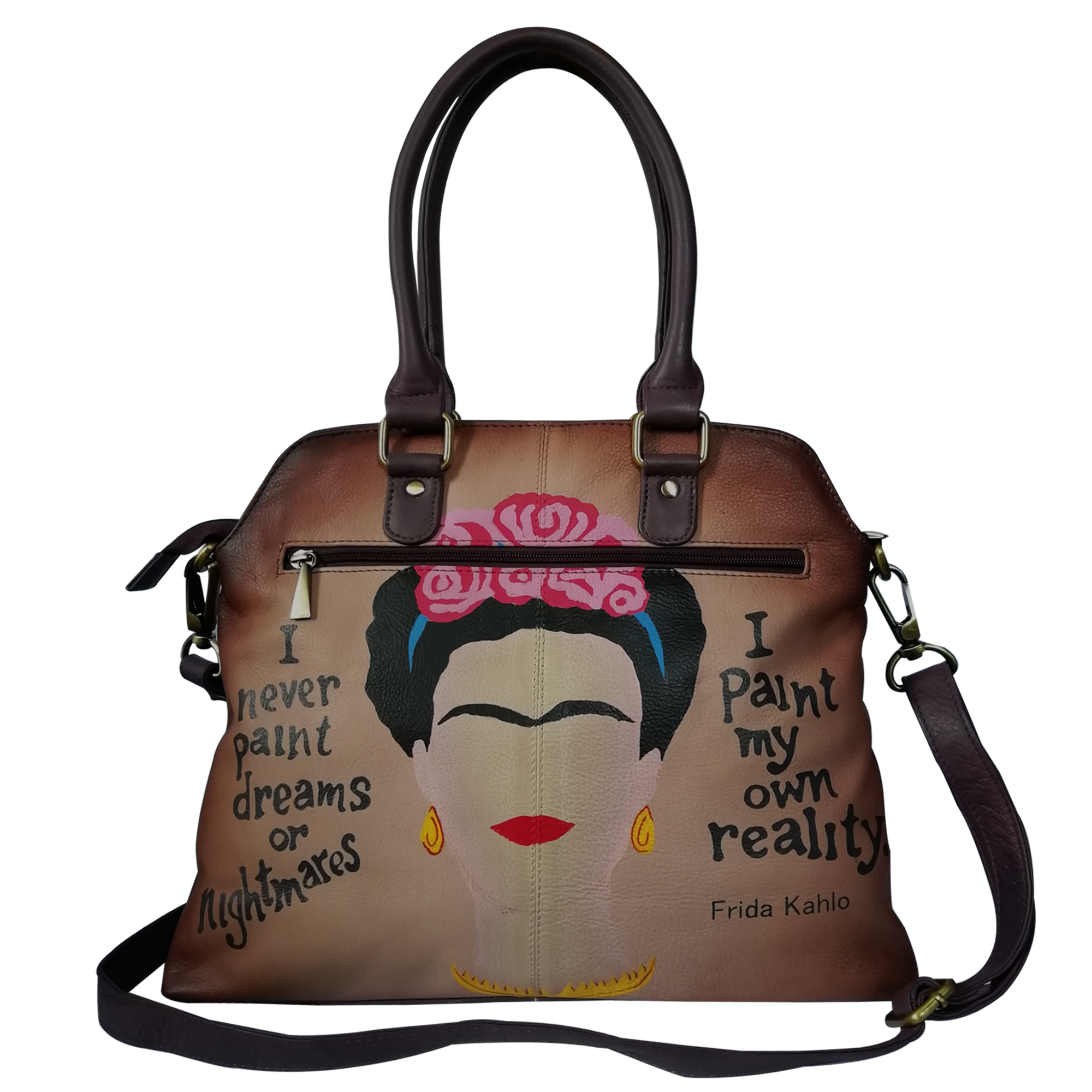 Hand Painted Leather Shoulder Bag 37x29x13 Cm, Multicolor