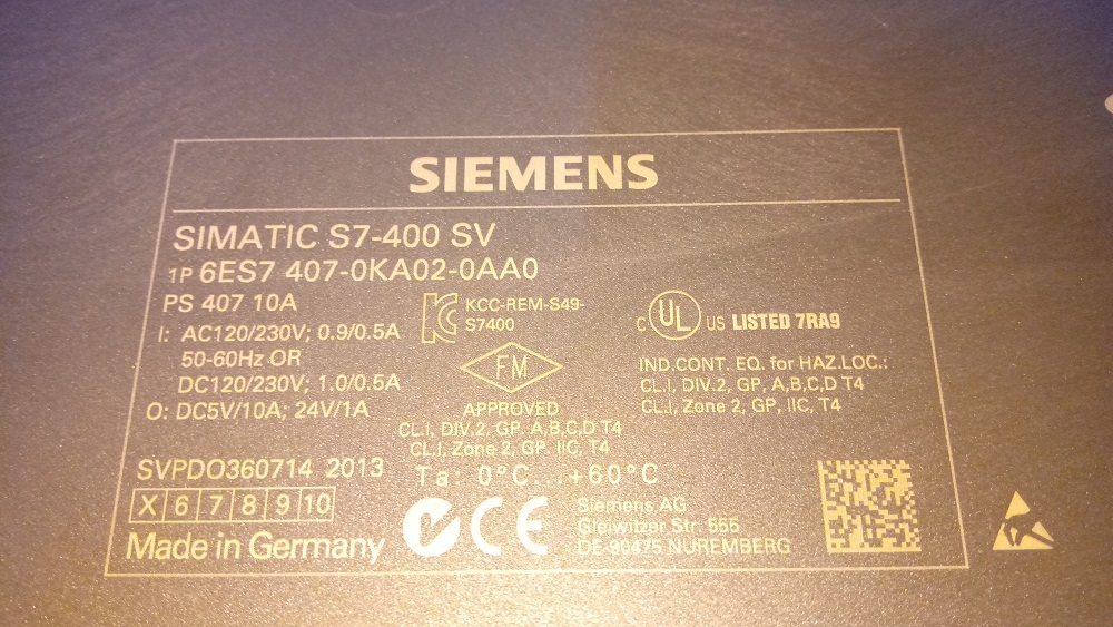 Siemens Simatic S7 400 Module 6es7 407-0ka02-0aa0