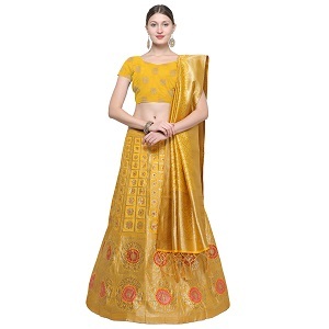 Indian Bridal Lehenga Choli Yellow Color