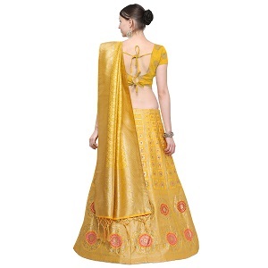 Indian Bridal Lehenga Choli Yellow Color