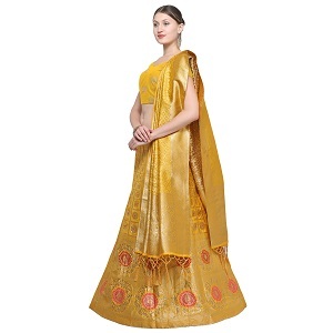 Indian Bridal Lehenga Choli Yellow Color