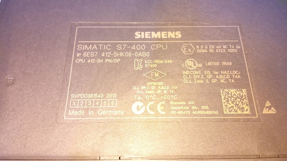 Siemens Simatic S7 400 Cpu 6es7 412-5hk06-0ab0