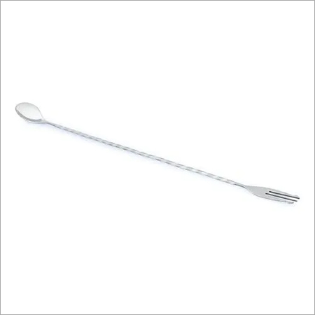 Bar Spoon Fork Tail Stainless Steel 30 Cm - Metal, Medium Size | Durable Design for Bar Mixing and Stirring