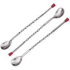 Bar Spoon with Red Knob - Stainless Steel, 28.5 cm Size, Red Color | Modern Design, Lightweight 10 Grams, Sleek Spoon Shape