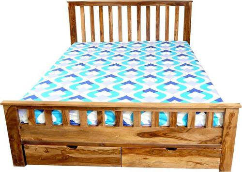 Solid Wooden Bed Front Double Trolly Indoor Furniture