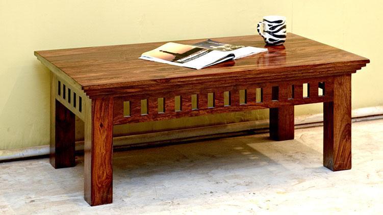 Solid Wood Center Coffee Table Vintage No Assembly Required