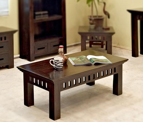 Solid Wood Center Coffee Table Vintage No Assembly Required