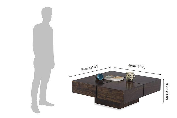 Avi Art And Crafts Solid Wood Center Coffee Table Square Shape