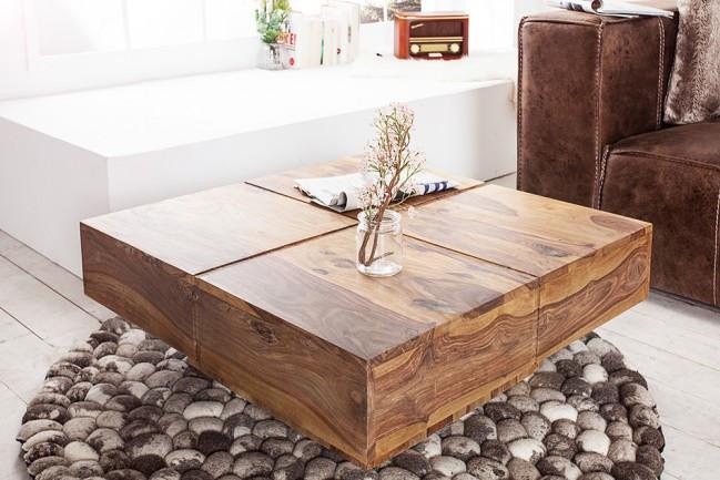 Avi Art And Crafts Solid Wood Center Coffee Table Square Shape