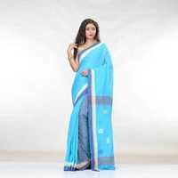 Available In Different Colors Ladies Sky Blue Cotton Saree