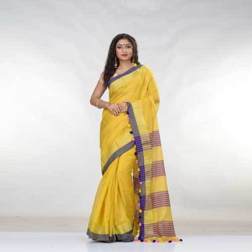 Available In Different Colors Ladies Blended Cotton Saree