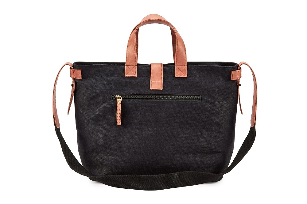 Canvas Handbag - Medium Size 27.94x37x19 Cm, Black Color | High Quality Material, Zipper Closure, 2 Leather Handles, Fashion Tote For Women