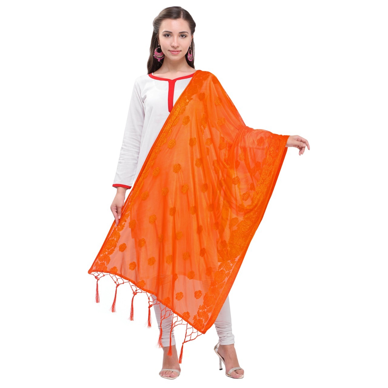 Fancy Silk Dupatta - Velvet, 2.25 Meter Length, Multicolour Embroidered Design | Breathable, Quick Dry, No Fade, Washable, Suitable For All Seasons