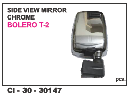 Side View Mirror CHROME BOLERO T-2 - Chrome Finish | 4 Wheeler Compatibility, Warranty Included
