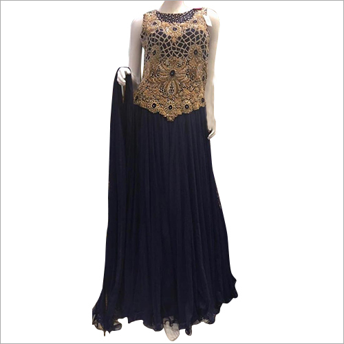 ब्लैक लेडीज़ फ़्लोर लेंथ गाउन