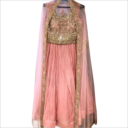 पिंक डिज़ाइनर लहंगा सजावट का मटीरियल: लेस