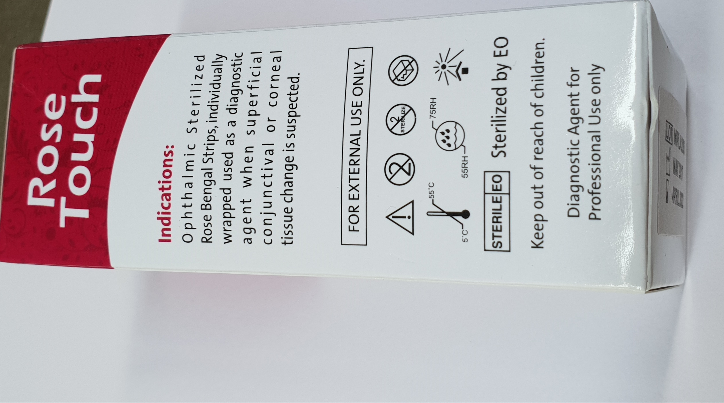 Rose Bengal Strips - 1.3 Mg Medical Grade Stain , Individually Packaged In Sterile Pouch For Ophthalmic Use