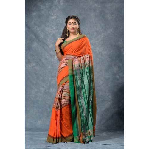 Multicolor Ladies Fish Cotton Saree