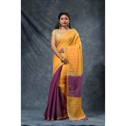 Available In Different Colors Ladies Blended Cotton Silk Sarees