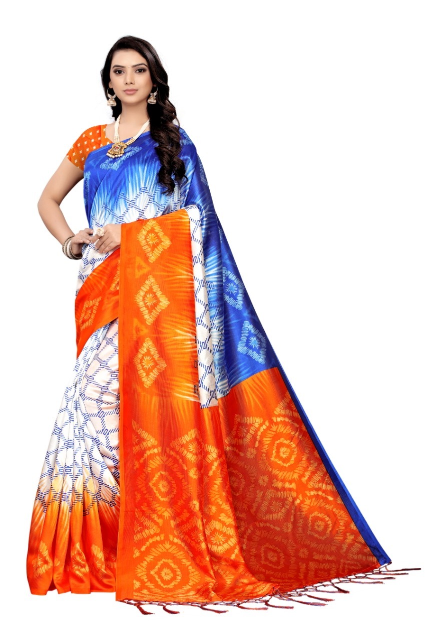 New Designer Mysore Silk Saree - Art Silk, 5.5 Mtr Length, Multicolour, Printed Pattern, Dry Clean Only, Blouse Piece Included