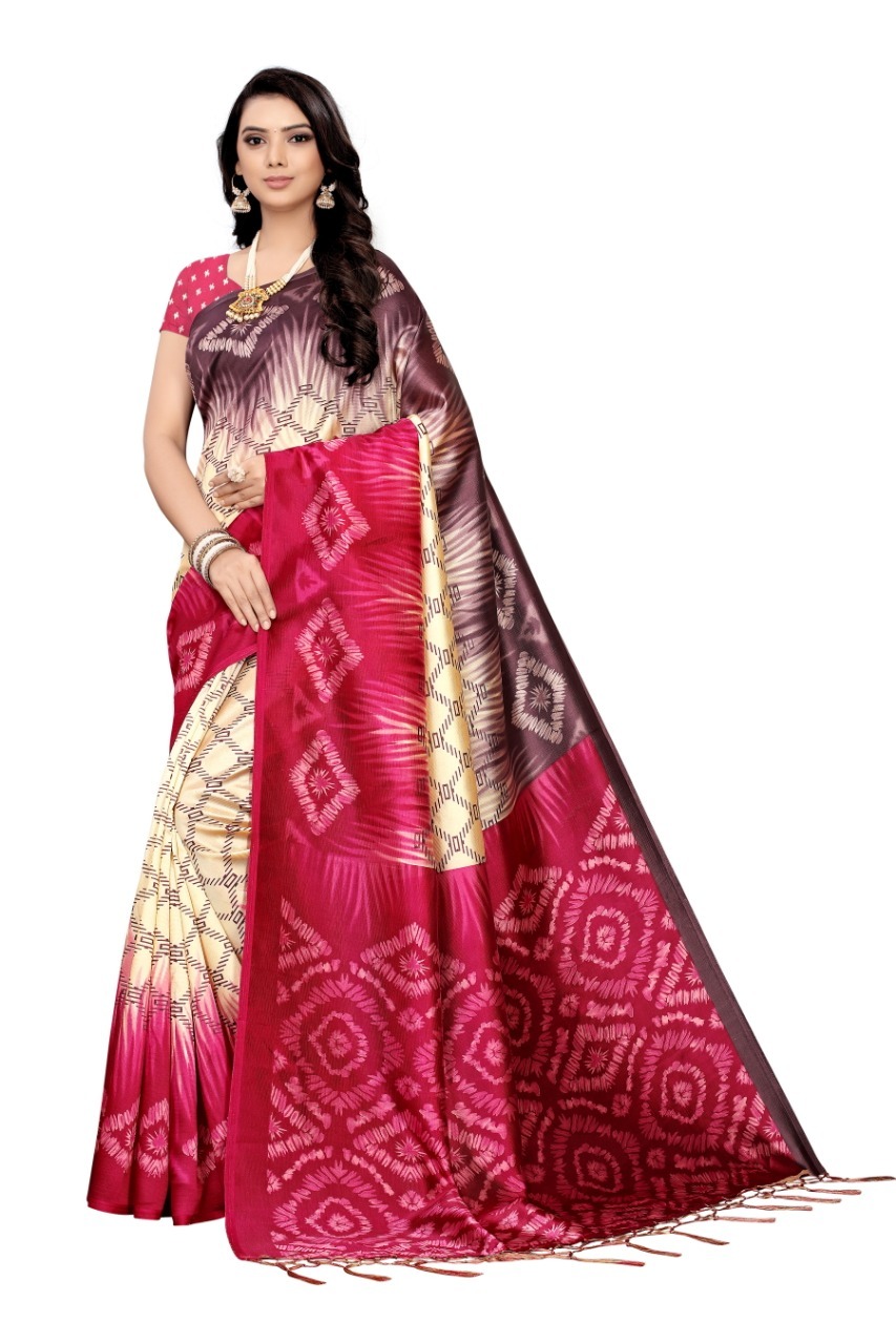 New Designer Mysore Silk Saree - Art Silk, 5.5 Mtr Length, Multicolour, Printed Pattern, Dry Clean Only, Blouse Piece Included