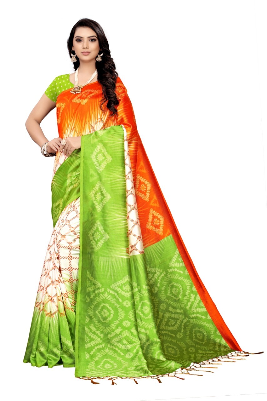 New Designer Mysore Silk Saree - Art Silk, 5.5 Mtr Length, Multicolour, Printed Pattern, Dry Clean Only, Blouse Piece Included