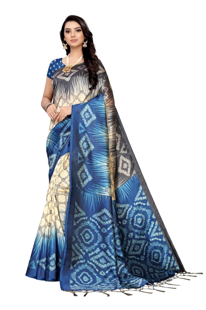 New Designer Mysore Silk Saree - Art Silk, 5.5 Mtr Length, Multicolour, Printed Pattern, Dry Clean Only, Blouse Piece Included