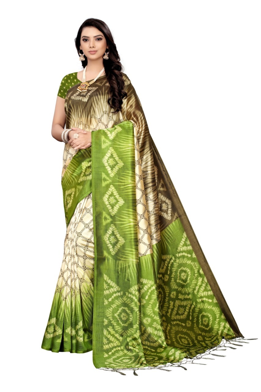 New Designer Mysore Silk Saree - Art Silk, 5.5 Mtr Length, Multicolour, Printed Pattern, Dry Clean Only, Blouse Piece Included