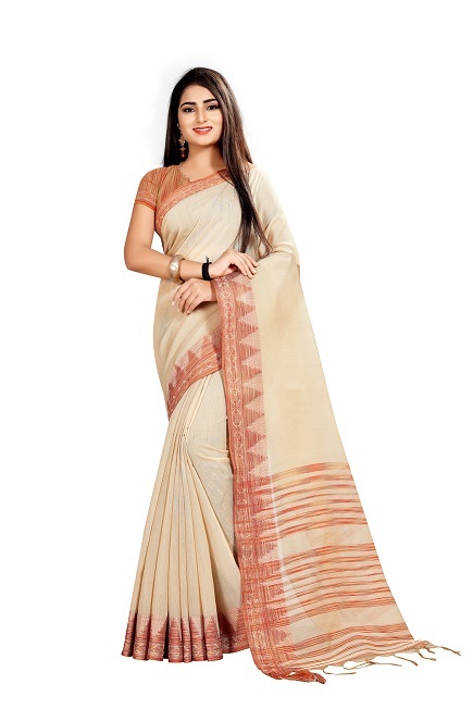 Cotton Silk Fancy Designer Saree Red Colors