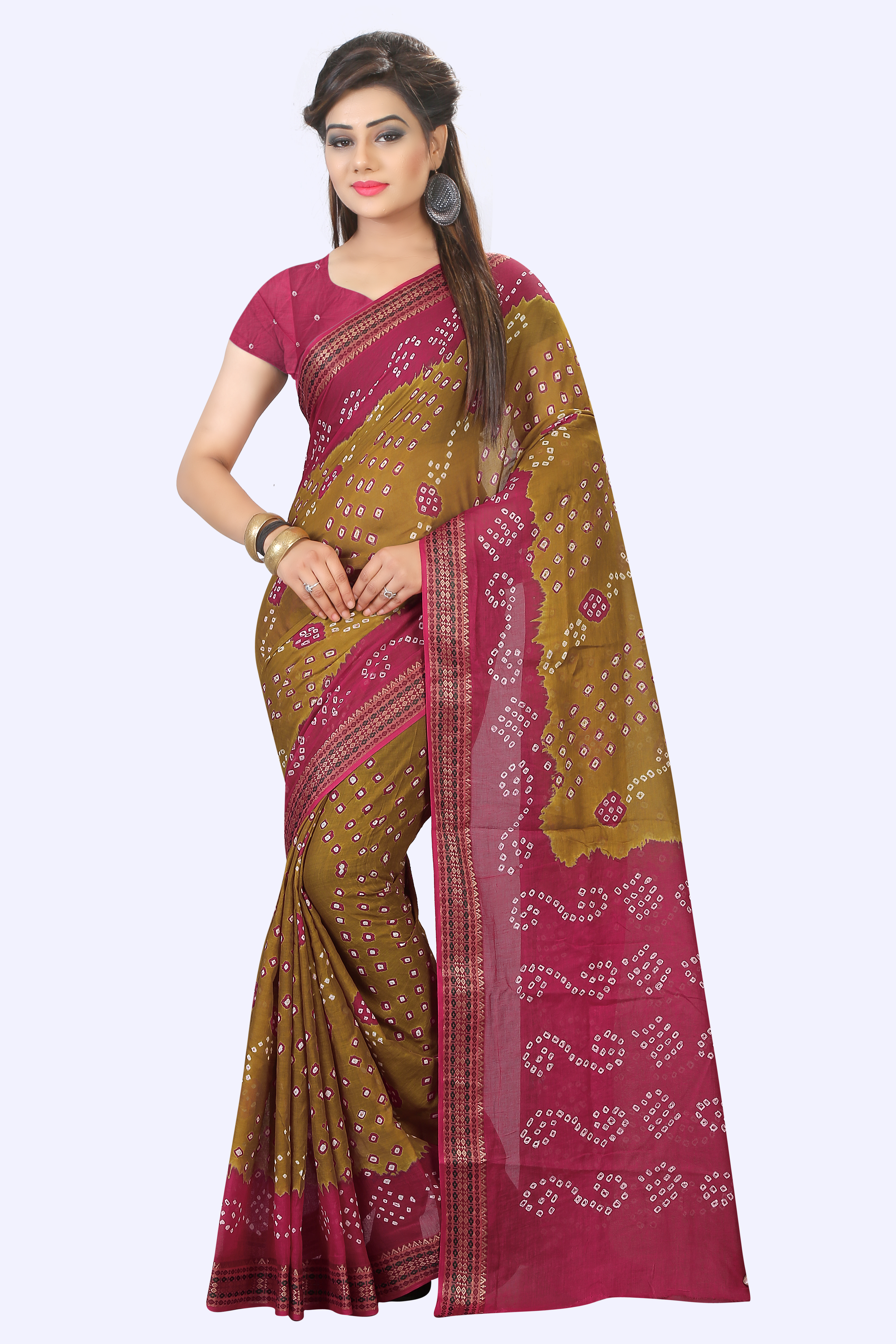 Multicolour New Designer Cotton Bandhani Saree
