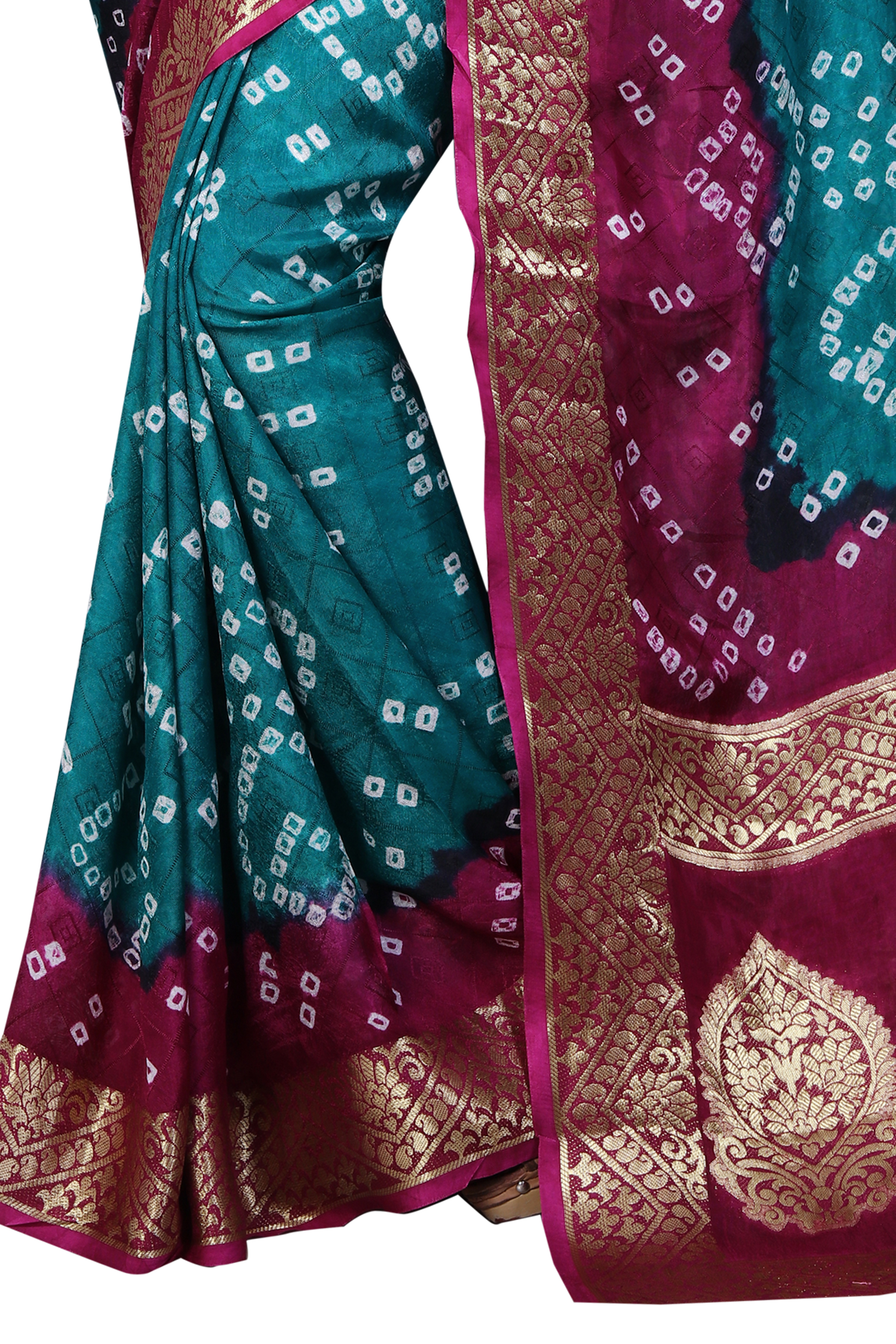 Multicolour New Pure Cotton Bandhani Saree With Attractive Zari Work