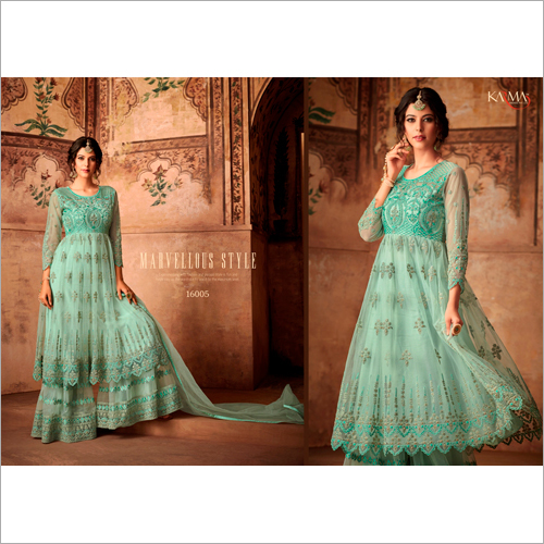 Latest Designer Anarkali Salwar Suit - Trendy Ethnic Wear, Embroidered Pattern , Washable and Dry Cleanable , Available in Sizes S, M, L, XL