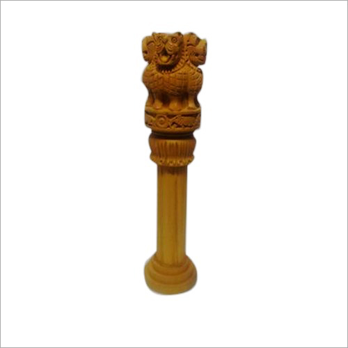 Polished Hand Carved Wooden Ashoka Pillar