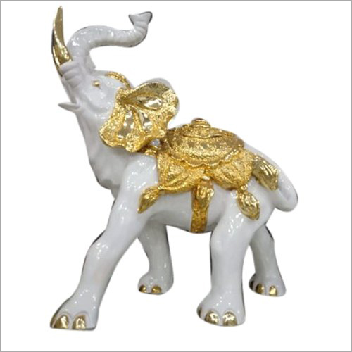 Golden Ceramic Elephant Statue
