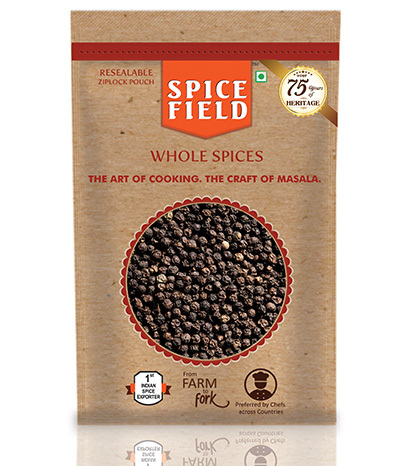 Black Pepper Whole (Kali Mirch) - Pure Whole Spice, Black Color, 1Kg Pack, Round Shape, 12 Months Shelf Life, Cool Dry Storage Required