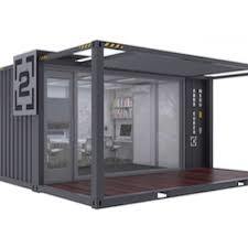 White & Blue Portable Office Container