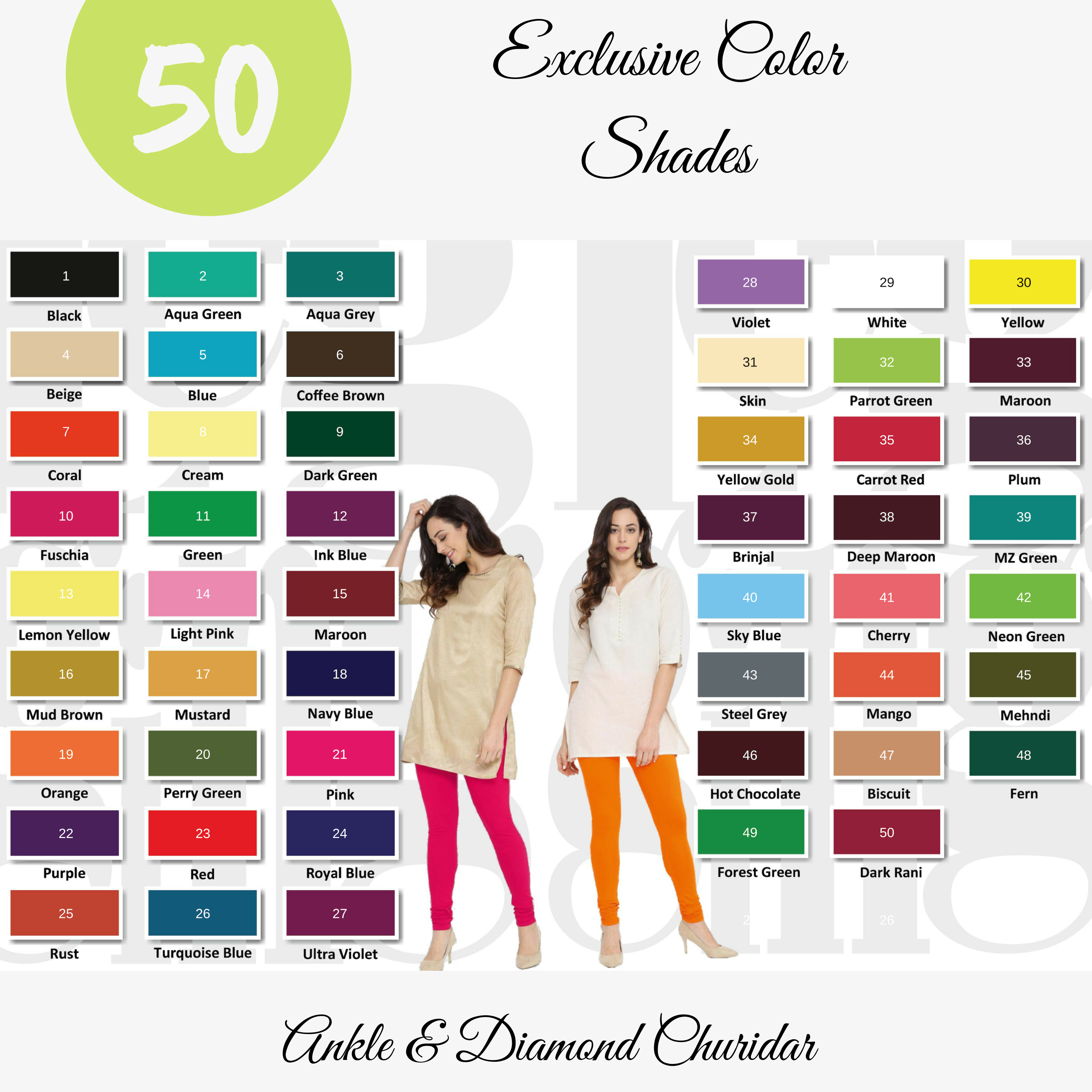 4-way Cotton Lycra All Feeder V Cut Churidar Legging - 180 Gsm 42 Tc Softened Cotton Lycra | Multi-sized, Anti-wrinkle, Stretch Protection, Diamond Cut Yoke Design