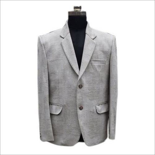 Grey Mens Slim Fit Cotton Blazer