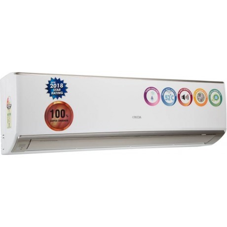 Onida 1.5 Ton 2 Star Split Ac - Copper Condenser, Wall Mounted, Remote Operated, White Color, 1490 Watt Power Consumption, 40 Db Noise Level