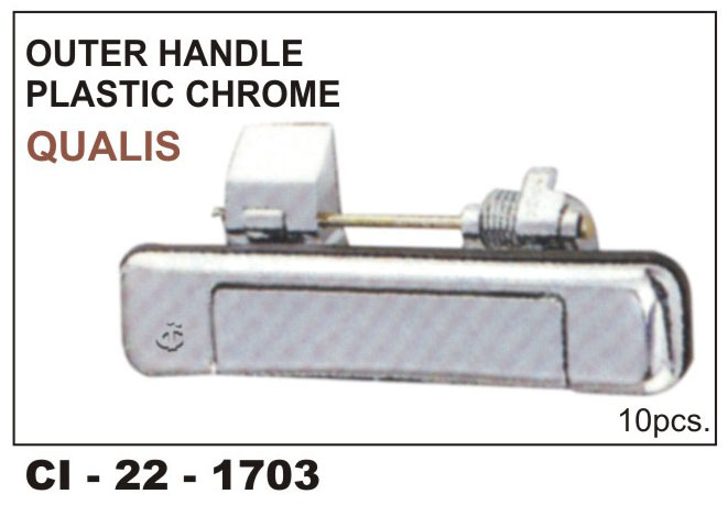 Outer Handle Plastic Chrome Qualis - Plastic, 4 Wheeler Compatibility | Warranty Available, Stylish Chrome Finish For Enhanced Durability