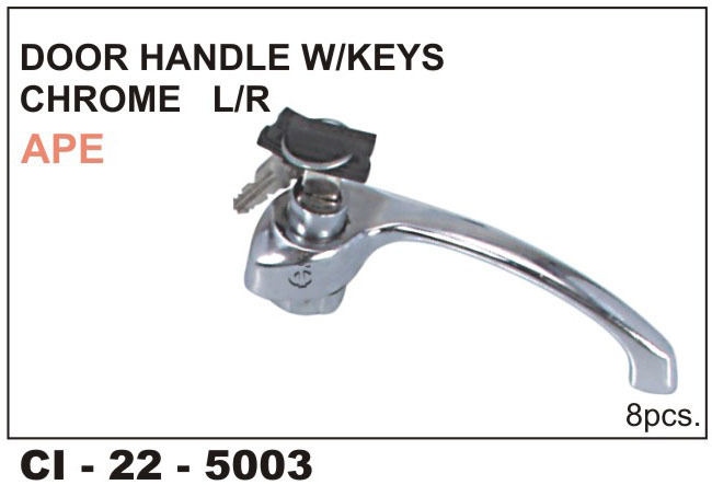 Door Handle w/keys CHROME L/R APE - Chrome Finish, Fits 3 Wheeler Vehicles | Warranty Included, Reliable Key Operation