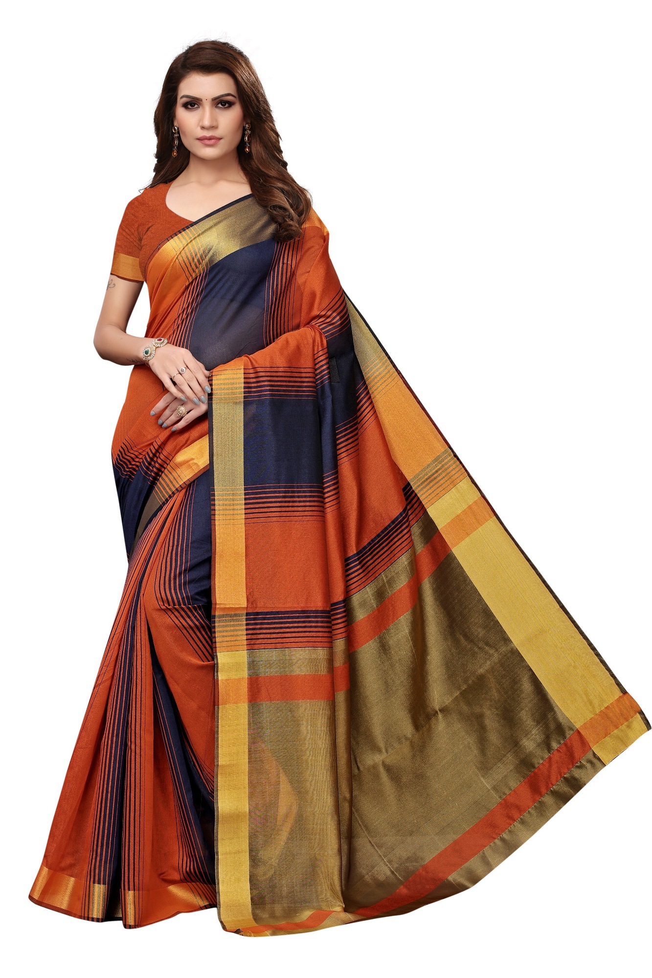 Cotton Silk Saree - Cotton , Length: 5.5 Mtr, Blouse Length: 0.8 Mtr, Plain Pattern | Versatile For All Seasons, Warranty Included