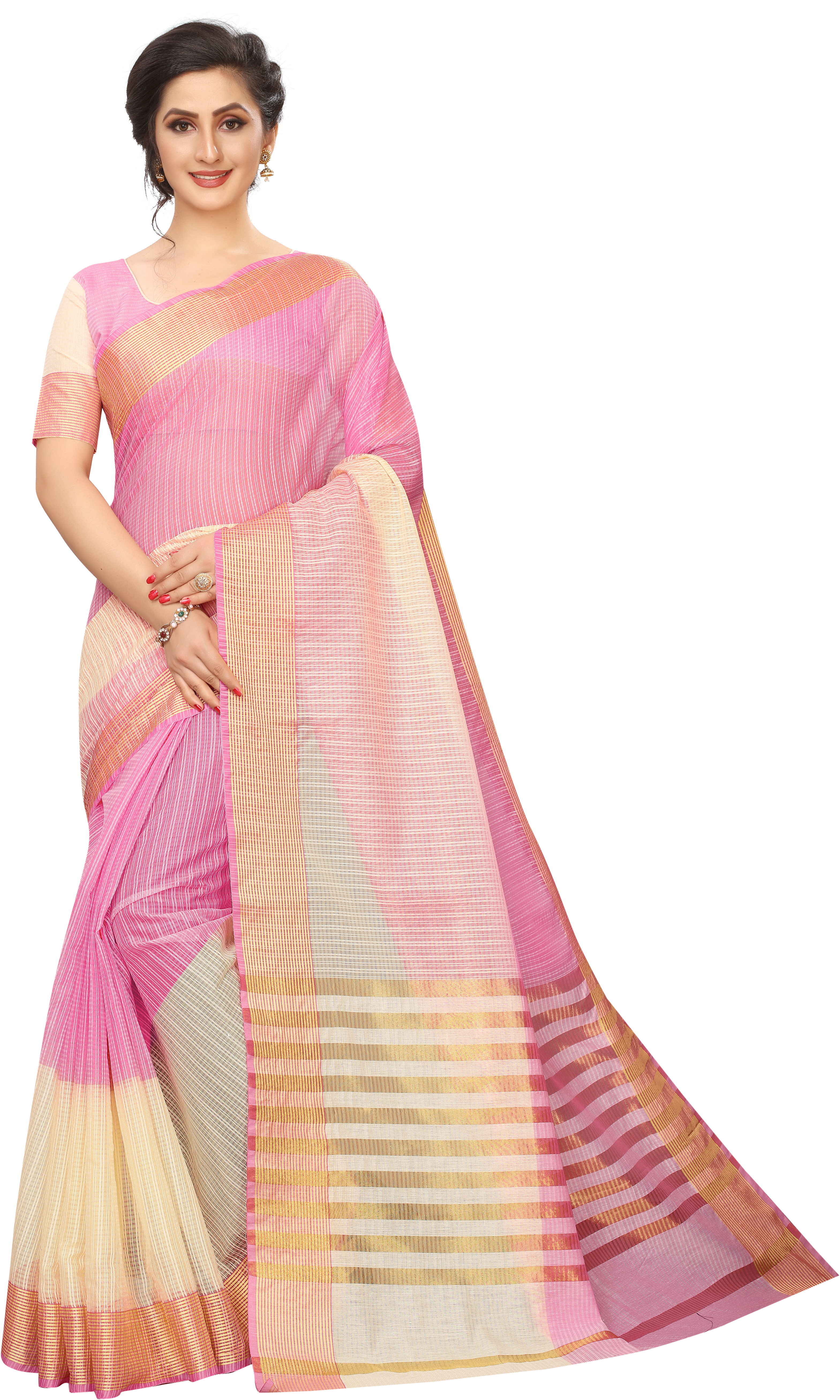 Cotton Silk Saree - Cotton , Length: 5.5 Mtr, Blouse Length: 0.8 Mtr, Plain Pattern | Versatile For All Seasons, Warranty Included